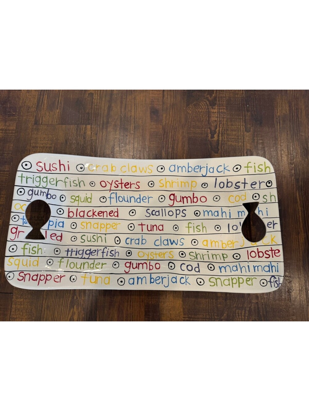 M Bagwell Water Collection Seafood Serving Tray Sushi Crab Fish 24" Ceramic